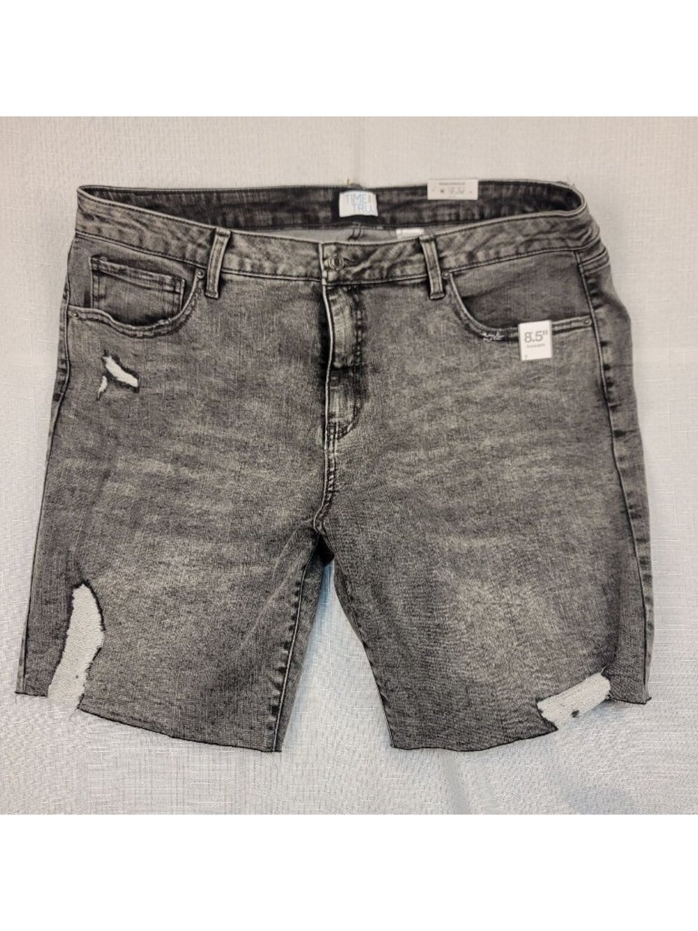 Time And Tru 8.5'' Gray Acid Wash Cut Off Jean Shorts 18 Distressed Indie